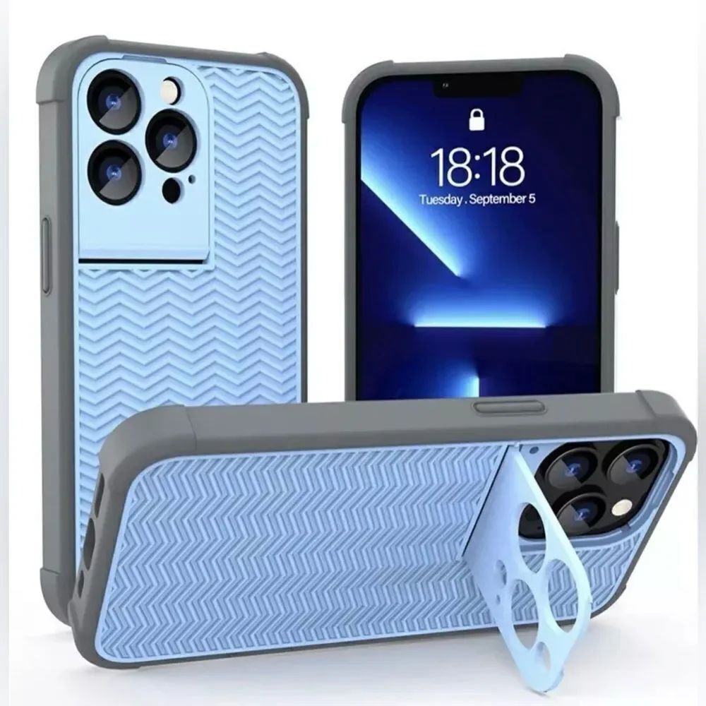 iPhone 13 Pro Max Phone Case With Kick Stand In Light Blue NWT